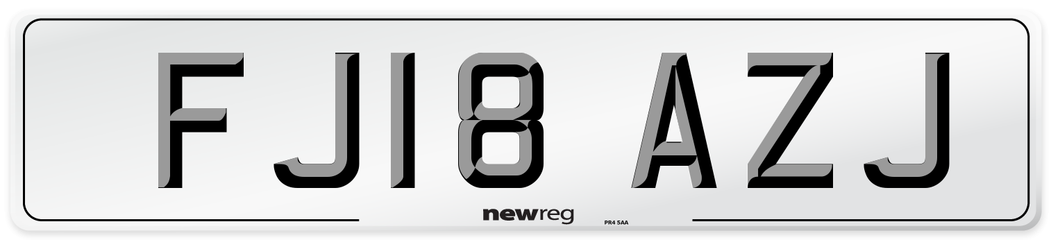 FJ18 AZJ Number Plate from New Reg